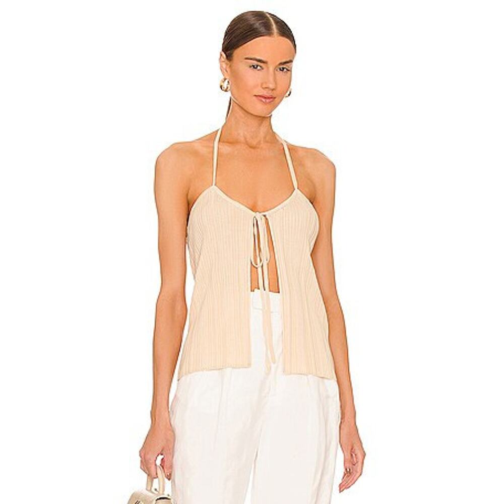 Weekend Stories Layah Ruched Tie Top - S - Ivory